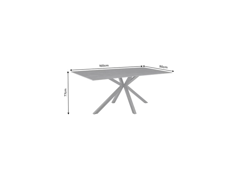 Table de salle à manger solara 160 cm en céramique gris anthracite avec pied étoile noir – 6 places - Conforama C