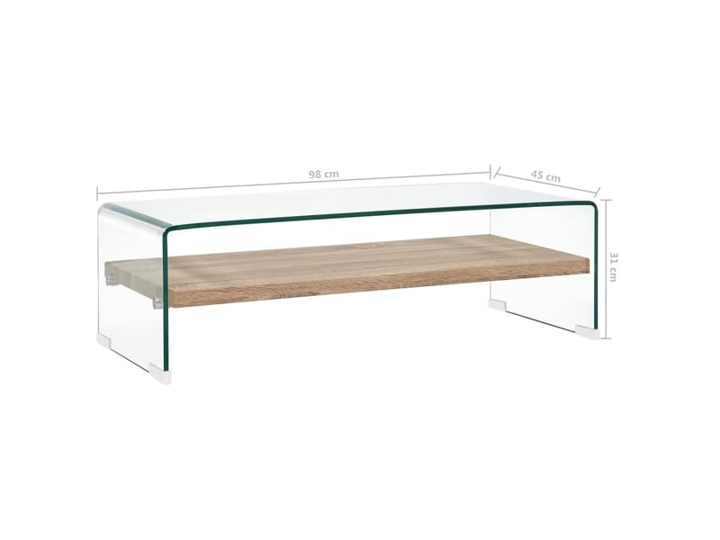  Table basse | table de salon clair 98x45x31 cm verre trempé shl7592  - Conforama E