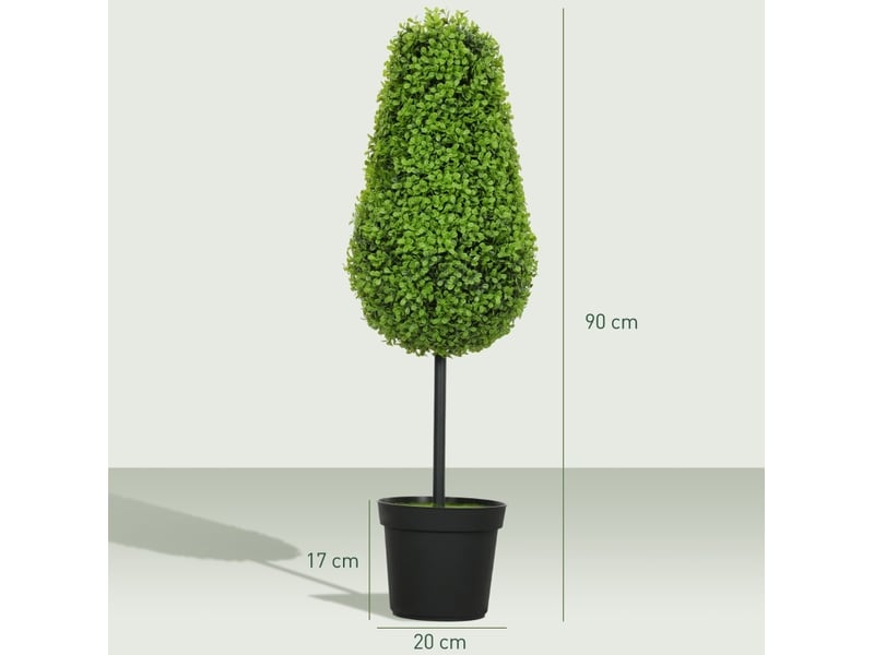  Lot de 2 buis artificiels 90 cm forme goutte en plastique vert  - Conforama E