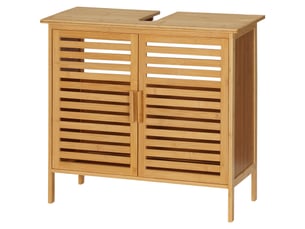 Meuble sous lavabo salle de bain en bambou meuble sous vasque 2 portes 66 x 29 x 61,5 cm