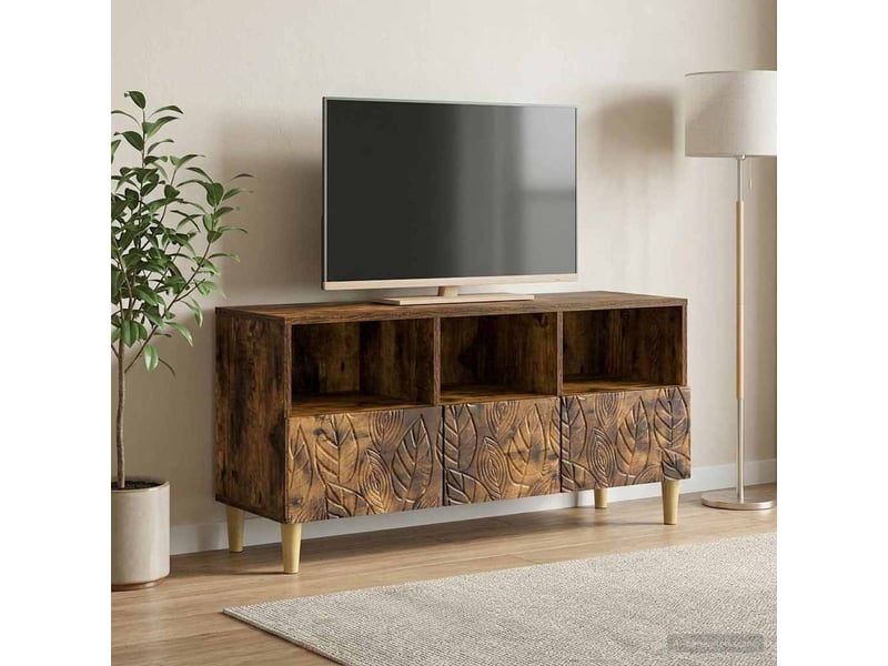  Meuble tv - banc tv - meuble de rangement 102 x 34,5 x 50 cm chêne fumé bois d'ingénierie  - Conforama B
