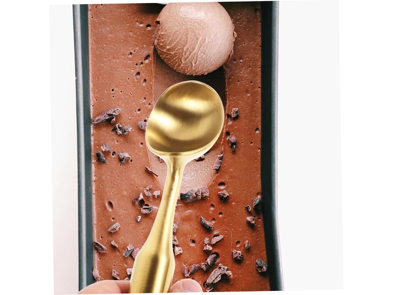  Cuillère à crème glacée inox dorée manche long antiadhésive facile à nettoyer pour boules de fruits glace et pâte à biscuits outil polyvalent  - Conforama D