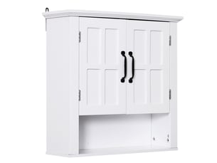 Armoire murale de salle de bain 2 portes 2 étagères et niche en mdf et panneaux blanc