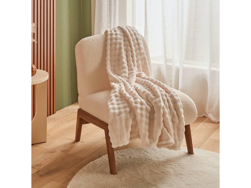  Plaid zephy 180x230cm effet fausse fourrure ivoire ZEPHY - Conforama D