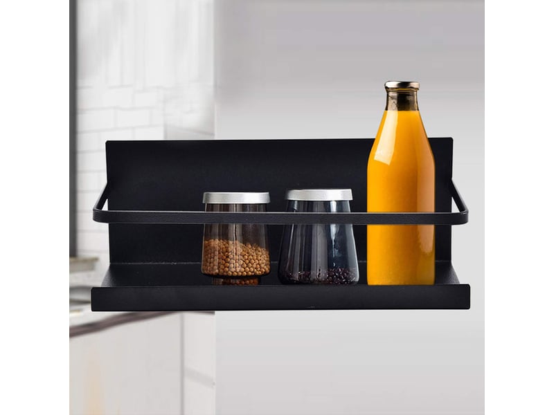  Etagère réfrigérateur, 2 pièces étagère à épices réfrigérateur magnétique organisateur de réfrigérateur economie espace pour la cuisine, noir  - Conforama C