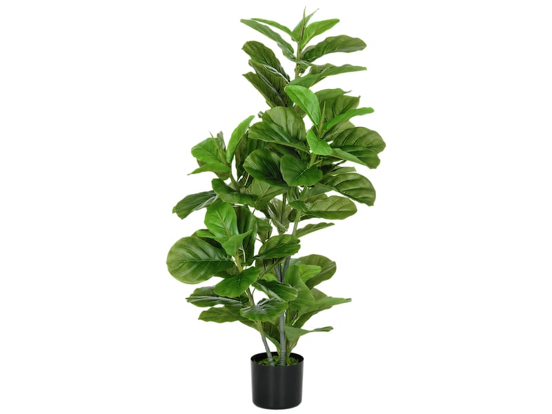Ficus artificiel de 110 cm avec 90 feuilles, mousse et pot pour une utilisation intérieure et extérieure, vert - Conforama A