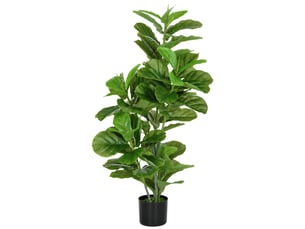 Ficus artificiel de 110 cm avec 90 feuilles, mousse et pot pour une utilisation intérieure et extérieure, vert