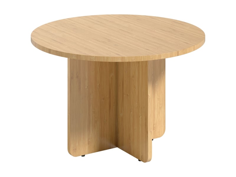  Table basse ronde en bambou à piètement croisé et pieds réglables pour salon 66×66×45 cm bois naturel  - Conforama A