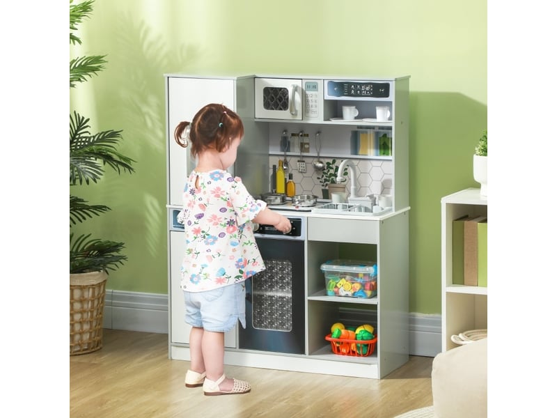  Cuisine jouet 80x29,7x100,9 cm avec effets lumineux et sonores bois blanc  - Conforama C