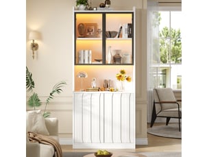 Vitrine coloris blanc 5 étagère(s) <strong>DESMIU</strong> <strong></strong> - 80 cmx200 cm