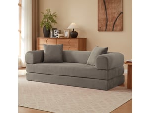 Canapé convertible 195x89x59 cm, 3 places, modulable, dossier inclinable, taupe, pour salon ou chambre
