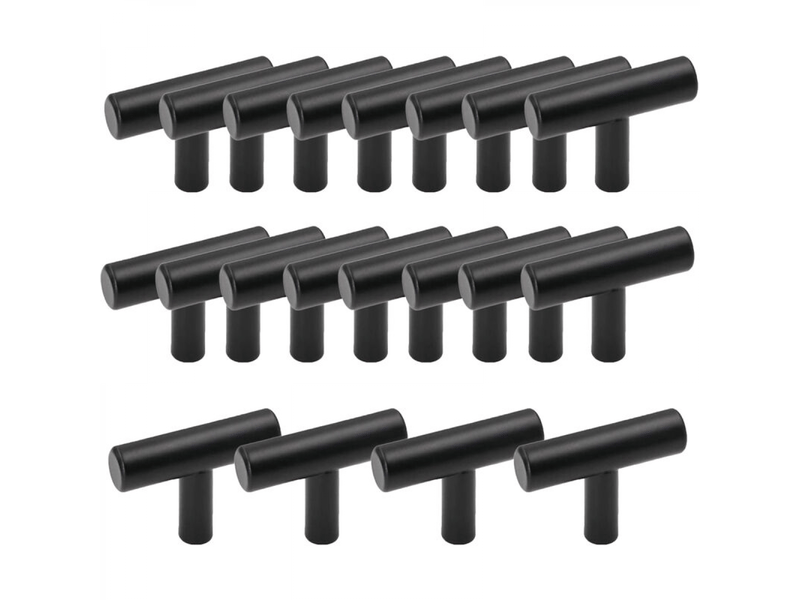  Lot de 20 poignées pour meubles de cuisine en acier inoxydable en forme de t, barre noire, poignées pour tiroirs et armoires avec vis  - Conforama A