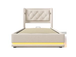 Lit coffre 90x200 cm DZMDIP   coloris beige