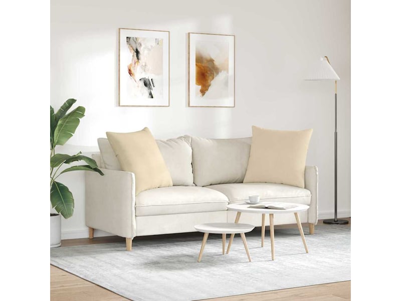 Lot de 2 coussins de canapé, coussins décoratifs tissu crème 80 x 80 cm cf58825  - Conforama D