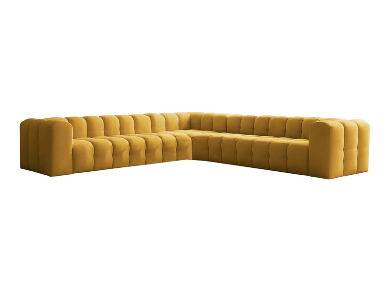  Canapé d'angle réversible miloe 8 places avec accoudoirs en velours - jaune MILOE - Conforama A