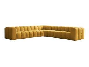 Canapé d'angle réversible fixe LOUNGITUDE MILOE 8 places Velours Jaune