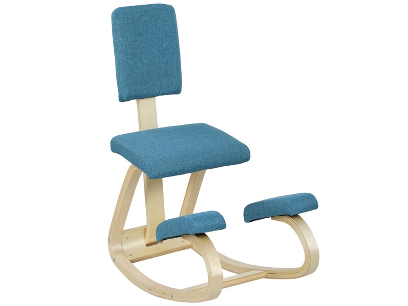  Chaise à genoux ergonomique avec dossier, correcteur de posture 51x84x93cm bleu foncé, siège assis genoux à bascule  - Conforama B
