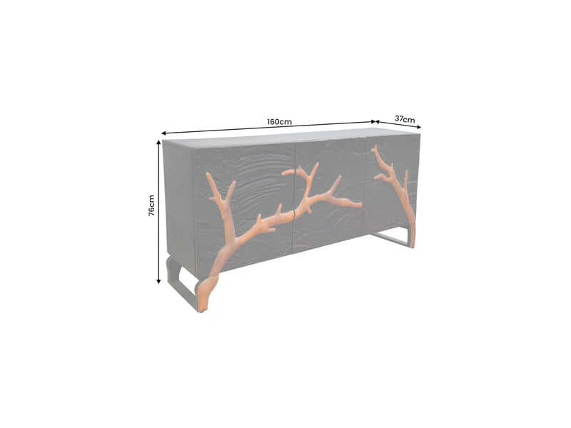  Buffet amazia 160 cm 3 portes – bois de manguier noir et marron – façades sculptées  - Conforama C