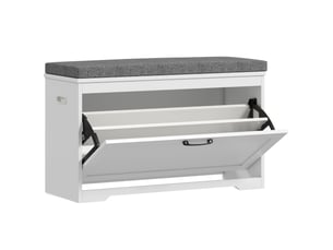 Banc à chaussures, banc d'entrée moderne avec siège rembourré, tiroir basculant et étagère ajustable, blanc, 80x30x50cm