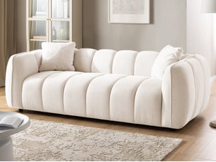 Canapé droit fixe <strong>S-STYLE MOBILIER</strong> <strong>NUBIRA</strong> 3 places Tissu beige