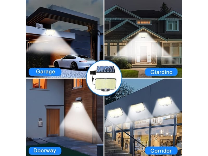  Eclairage solaire mural exterieur 234 led detecteur pir 3-5 m panneau separe 5 m telecommande ip65 noir 800 lm 105073_AADIR83646_6_DROPFR - Conforama C