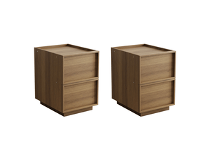 Lot de 2 tables de chevet 48x38x54 cm, 2 tiroirs, sans poignées, meuble de chambre, mdf et aggloméré, couleur chêne