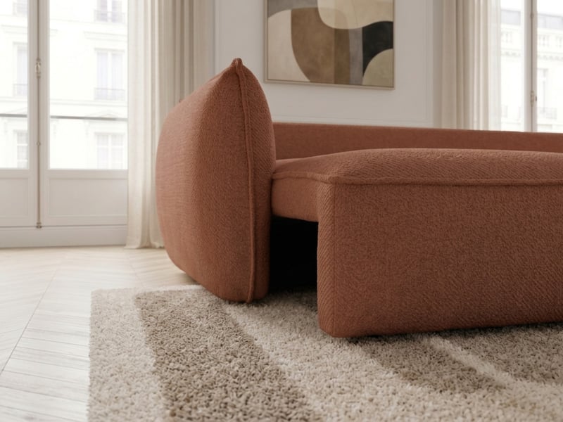 Bobochic canapé droit convertible 3 places esmee tissu chenille orange ESMEE - Conforama D