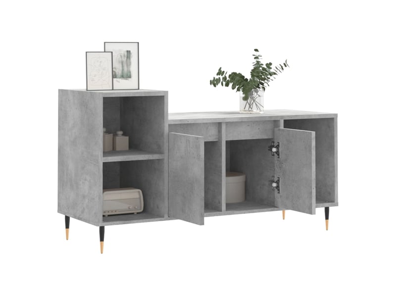  Meuble tv - banc tv - meuble de rangement gris béton 100x35x55 cm bois d'ingénierie  - Conforama D