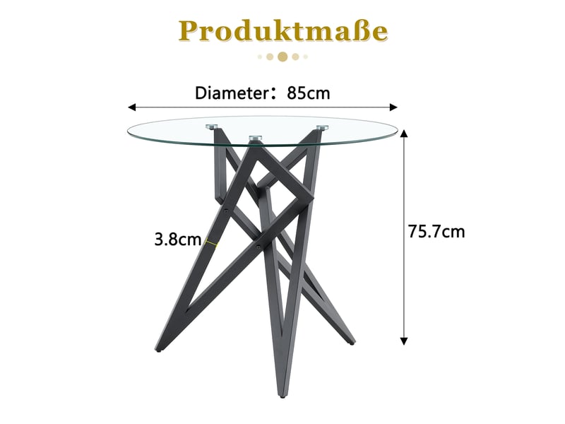  Table basse ronde en verre trempé et métal noir, ø 85 x h 75,7 cm  - Conforama E