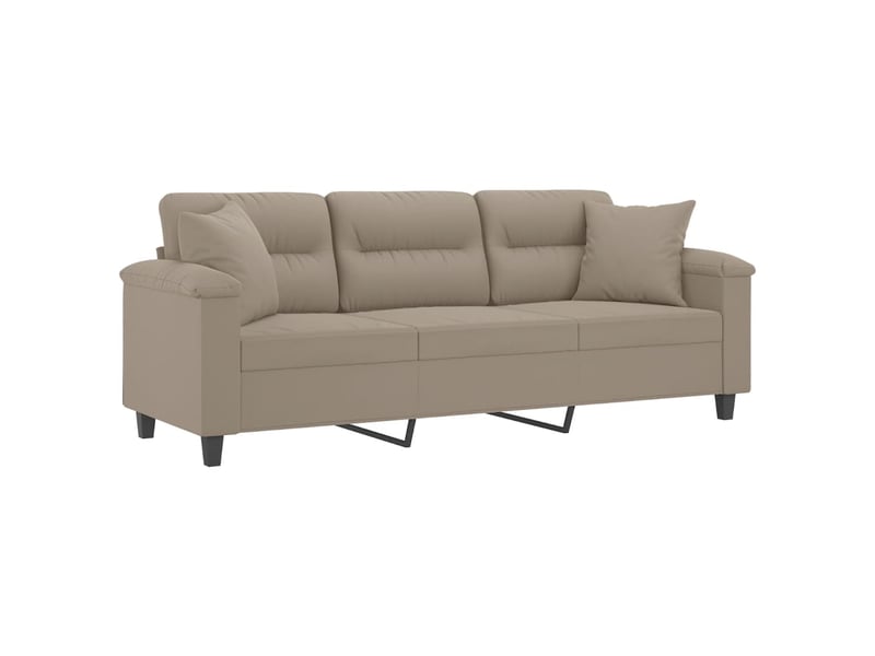  Canapé droit fixe, canapé 3 places avec oreillers taupe 180 cm tissu microfibre  - Conforama C