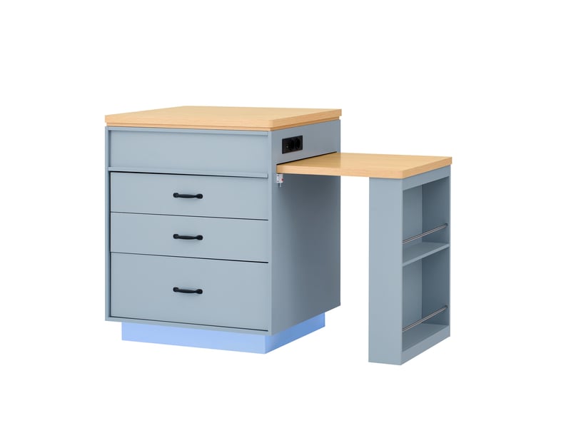  Îlot de cuisine extensible 125,5x71x93 cm avec led mdf bleu  - Conforama A