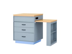 Îlot de cuisine extensible 125,5x71x93 cm avec led mdf bleu