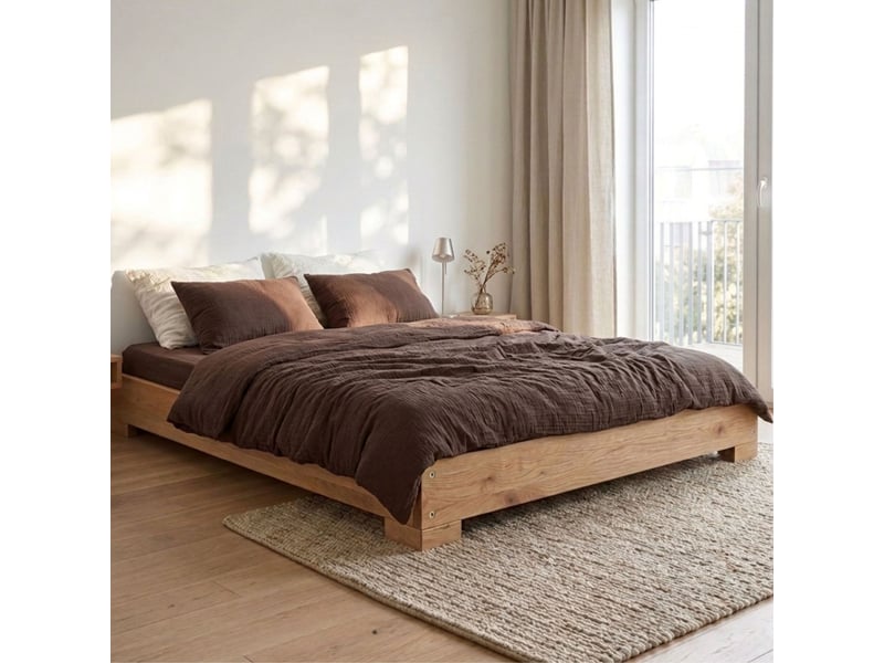  Lit 160x200 chêne massif clair terre de nuit  - Conforama B