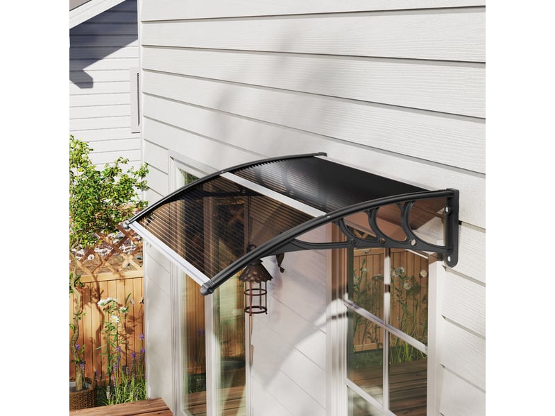  Auvent de porte d'entrée 120 x 75 cm, auvent adossé, toit en polycarbonate  - Conforama D