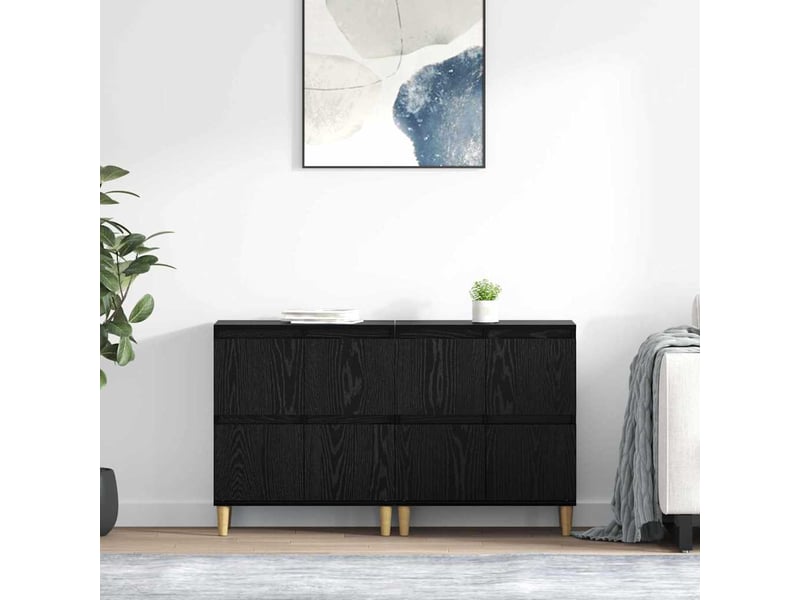  Buffet - bahut - meuble de rangements 2 pc chêne noir 60 x 35 x 70 cm bois d'ingénierie  - Conforama B