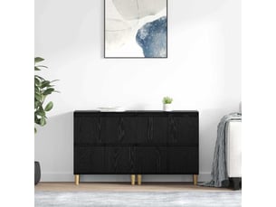 Buffet - bahut - meuble de rangements 2 pc chêne noir 60 x 35 x 70 cm bois d'ingénierie