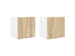 Lot de 2 armoires suspendues modernes avec porte 40 x 31 x 40 cm grand espace de rangement en bois d'ingénierie blanc 02_0053182