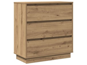 Vidaxl table de nuit chêne artisanal 3 tiroirs led usb meuble rangement 71x34,5x75cm chambre