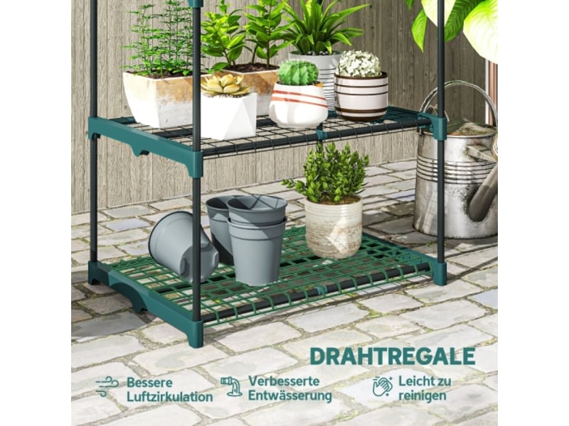 Porte-plantes 5 niveaux en acier vert foncé, 138 cm, pour intérieur et extérieur - Conforama E