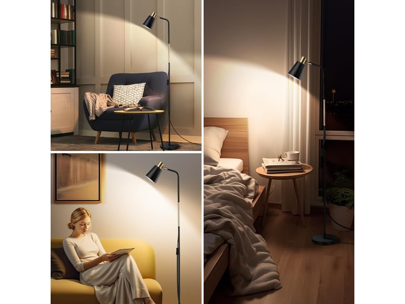 Lampadaire industriel rétro lampe salon e27 lampe sur pied en métal h146cm  - Conforama C