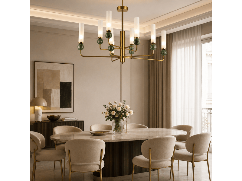  Lustre chandelier effet jade b – éclairage 3 couleurs ASLED-822 - Conforama B