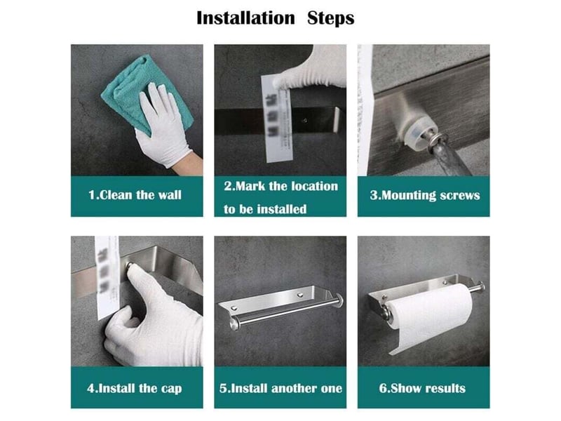  Porte-rouleau essuie-tout en acier inoxydable - distributeur mural pour papier cuisine, armoire, salle de bain et wc  - Conforama C