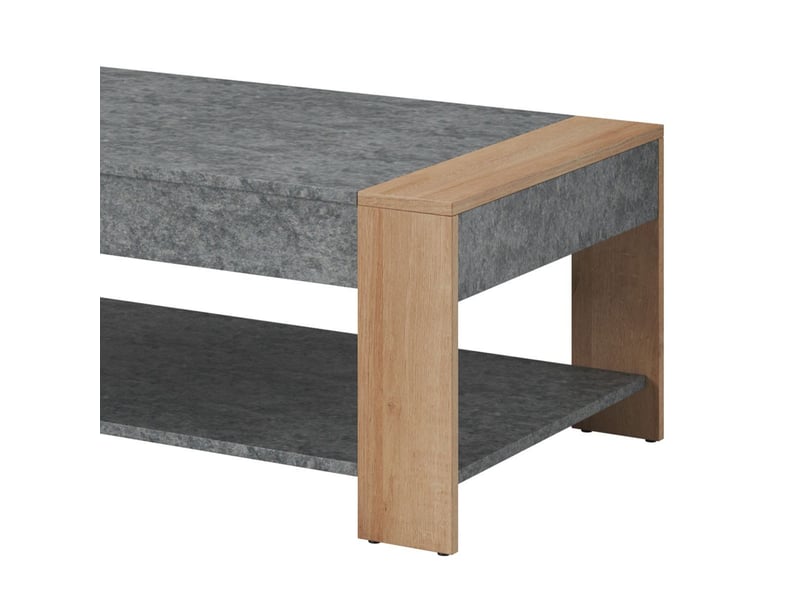  Table basse 2 plateaux finition granit gris pieds aspect chêne clair - azya AZYA - Conforama C
