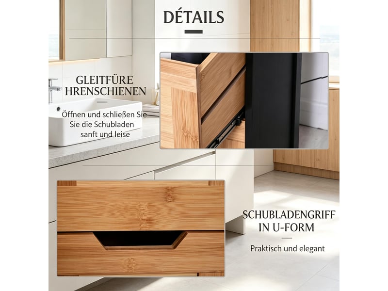 Colonne salle de bain sur pied, étagères et tiroirs, rangement gain de place - Conforama D