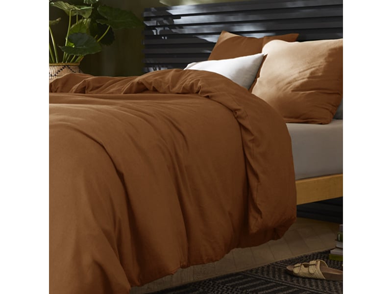  Parure de lit 220x240 cm lin métis caramel PD25513 - Conforama B