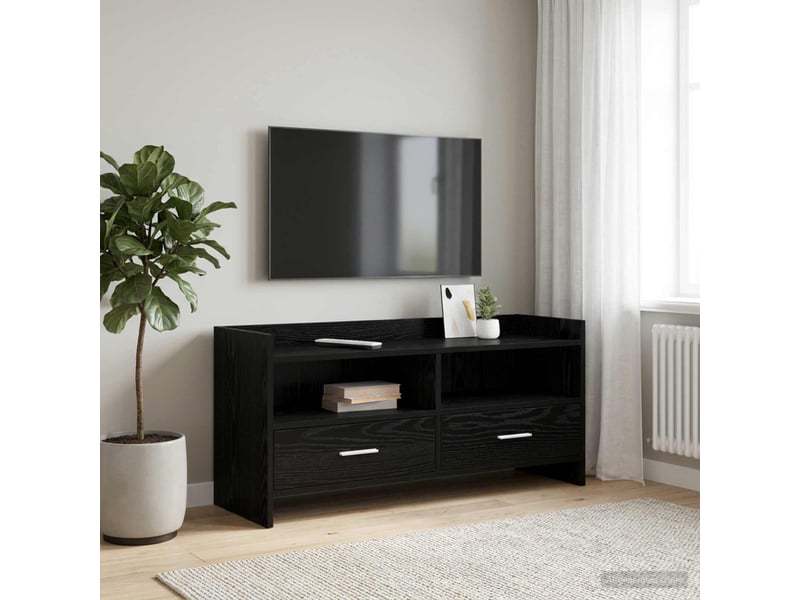  Meuble tv - banc tv - meuble de rangement 100 x 33 x 47 cm chêne noir bois d'ingénierie  - Conforama B