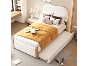 Lit gigogne 90x200 cm <strong>MERAX</strong>  <strong>lit enfant blanc</strong> coloris blanc