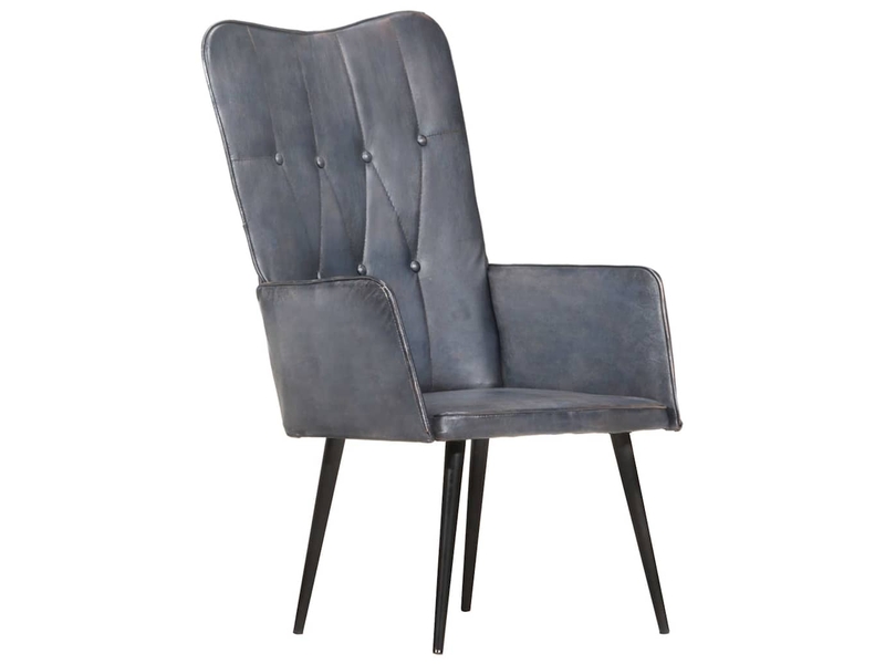  Chaise à oreilles gris cuir véritable cf28146  - Conforama B