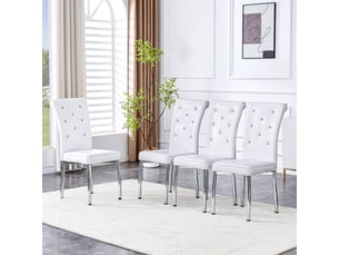 Lot de 4 chaises de salle à manger,à effet crocodile,pvc,blanc