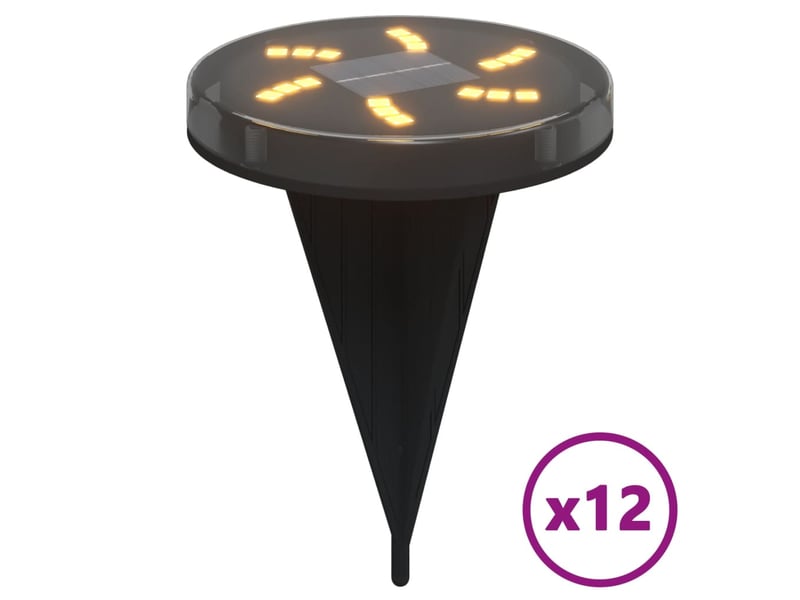  Lot de 12 lampes solaires extérieures pratiques jardin 11 x 13 cm en plastique noir 02_0056668  - Conforama A